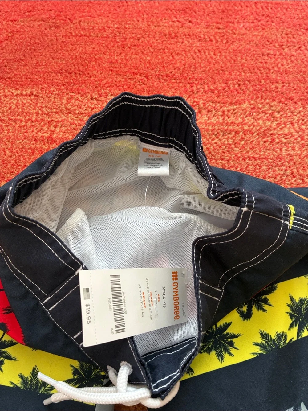 Set of 2 Gymboree Navy Palm Stripe swim shorts & summer shorts, size 4T